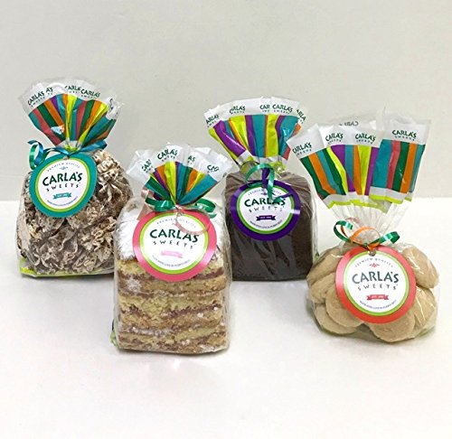 Carla's Sweets Assortment 17 ( 1 Guava Cake, 1 Cookies & Cream Meringue, 1 Brownie, 1 Mantecadito Bags)